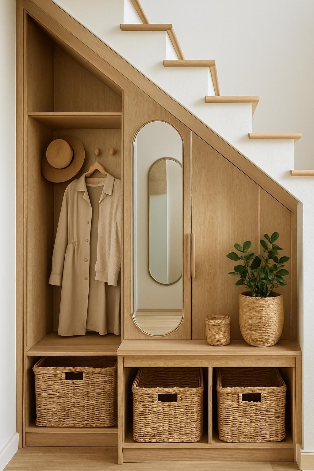 Découvrez comment aménager un dressing fonctionnel sous escalier pour optimiser votre espace avec style et praticité. Astuces et idées déco pour un rangement malin.